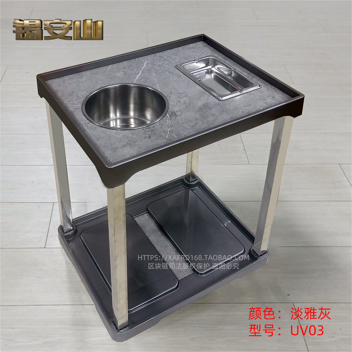 耐高温仿大理石UV板茶几-淡雅灰